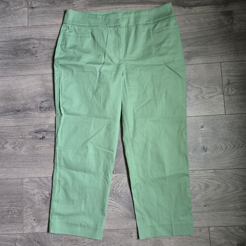 ​Ann Taylor Factory Petite Mint Green Crop Dress Pants Capris 8P Cotton Stretch